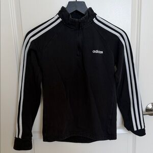 adidas Black Quarter-Zip Sweatshirt with White 3-Stripes